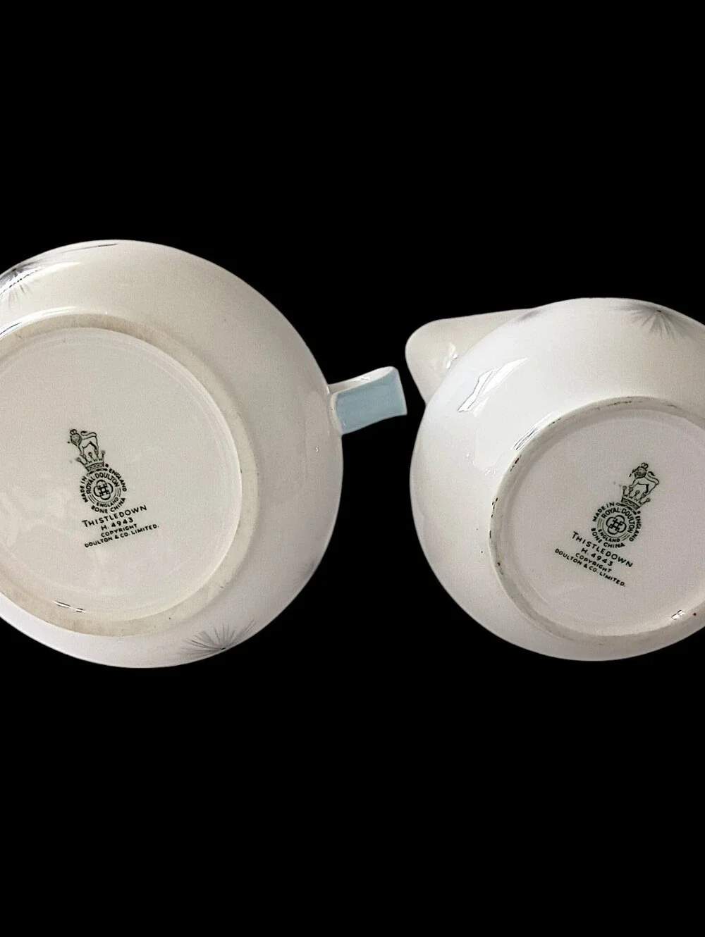 Royal Doulton Thistledown Sugar Bowl Creamer Set H4943 Bone China Vintage Atomic